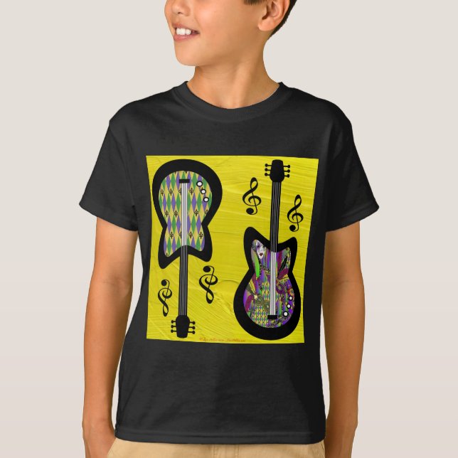 Colorful Mardi Gras Guitars T-shirt (Framsida)