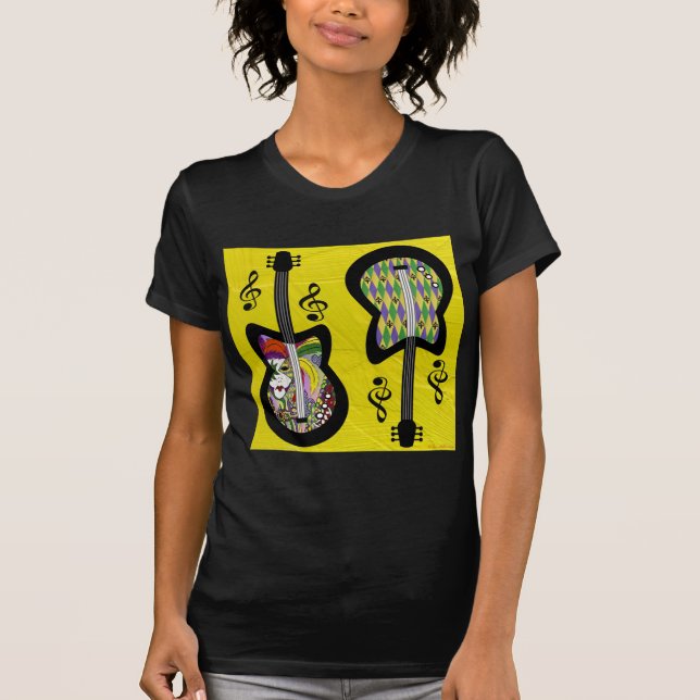 Colorful Mardi Gras Guitars T-shirt (Framsida)