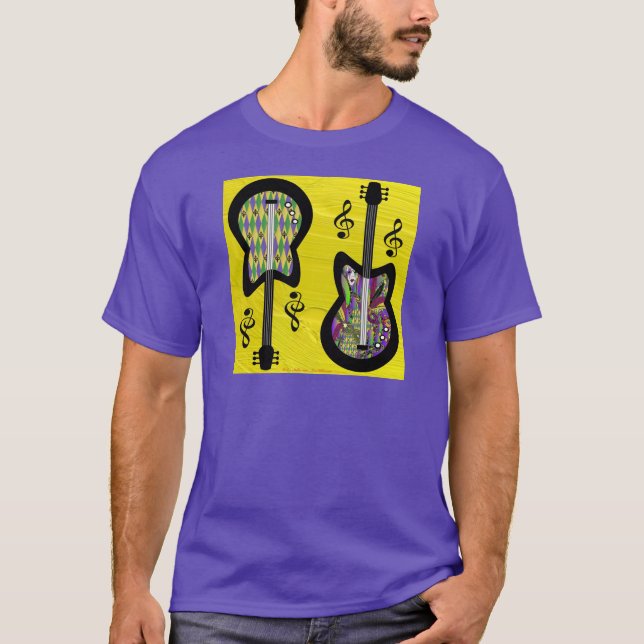 Colorful Mardi Gras Guitars Tee (Framsida)