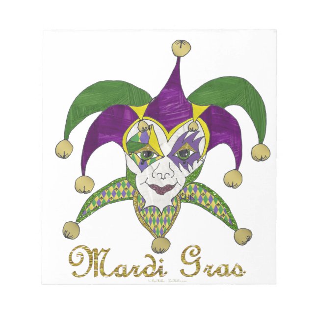 Colorful Mardi Gras Jesters Mask Anteckningsblock (Framsida)