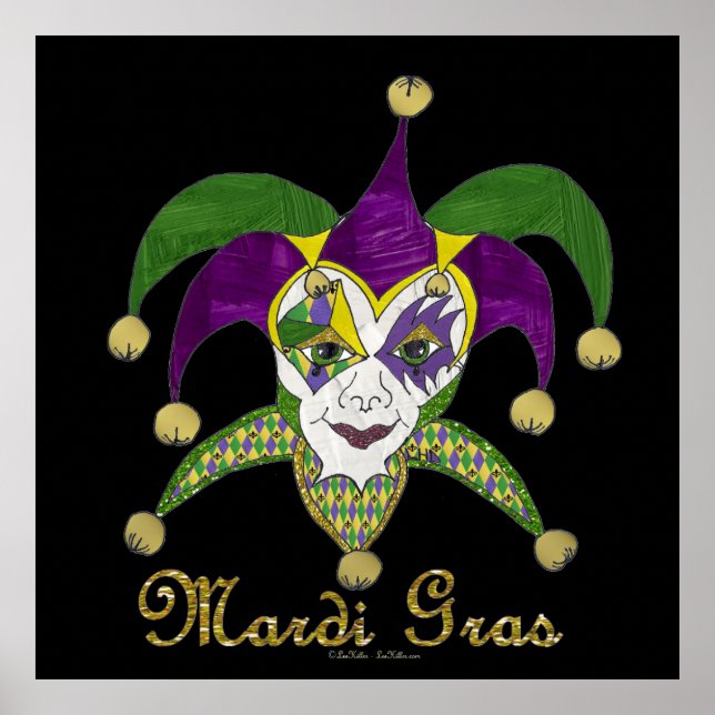 Colorful Mardi Gras Jesters Mask Poster (Framsidan)