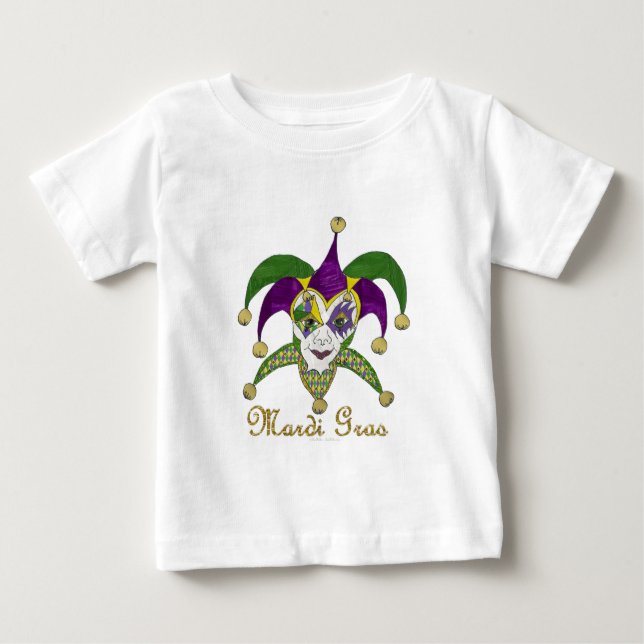 Colorful Mardi Gras Jesters Mask Tee (Framsida)
