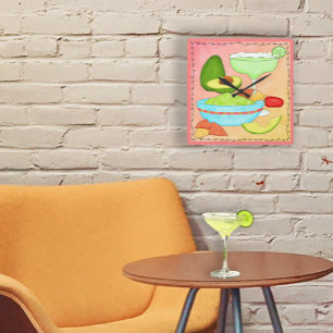 Colorful Margarita Guacamole Roligt Celebrate Fyrkantig Klocka