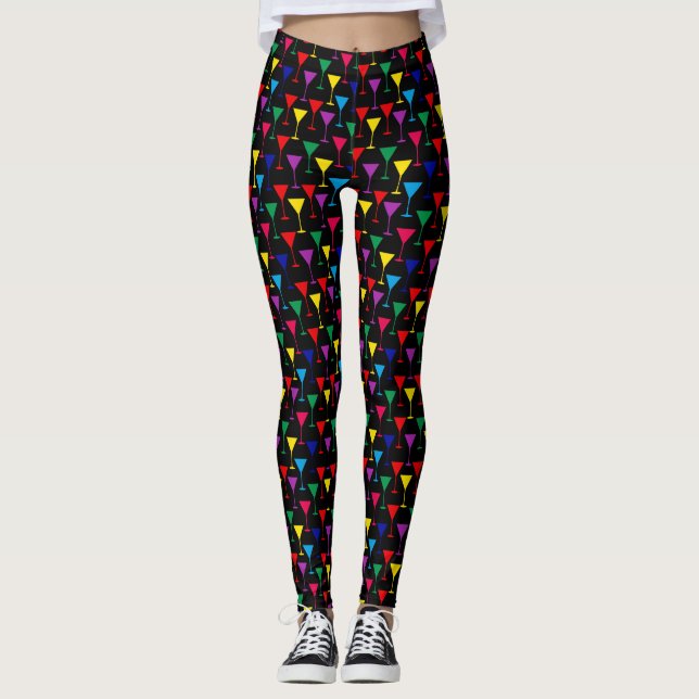 Colorful Martini Cocktail Mönster Leggings (Framsida)