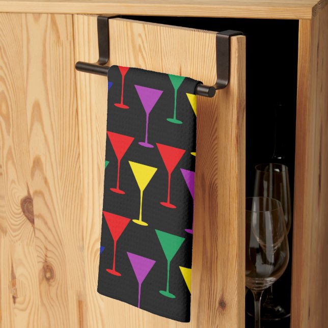 Colorful Martini Cocktail Pattern Kökshandduk (Thirds Fold)