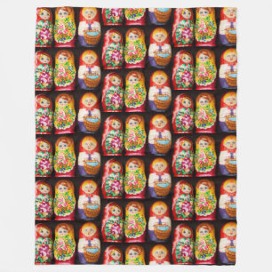 Colorful Matryoshka Dolls Fleece Blanket