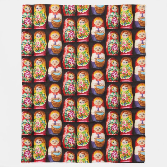 Colorful Matryoshka Dolls Fleece Blanket (Framsidan)