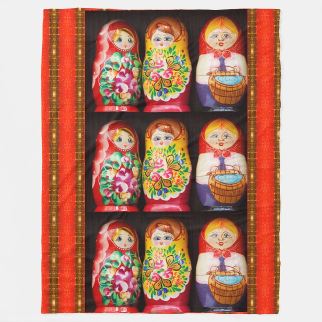 Colorful Matryoshka Dolls Fleece Blanket (Framsidan)