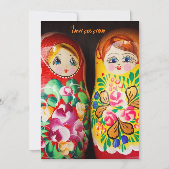 Colorful Matryoshka Dolls Inbjudningar (Framsida)