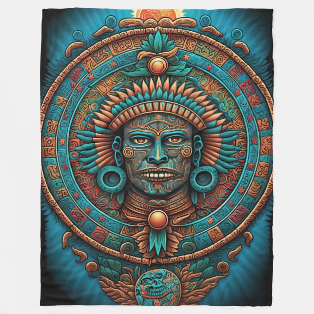 Colorful Mayan Calendar Blanket Fleecefilt (Framsidan)