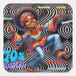 Colorful-Me Hippie Chic 70s Child Sticker Fyrkantigt Klistermärke