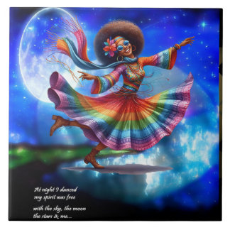 Colorful Me Hippie Chic Dancing Måne Ceramic Tile Kakelplatta