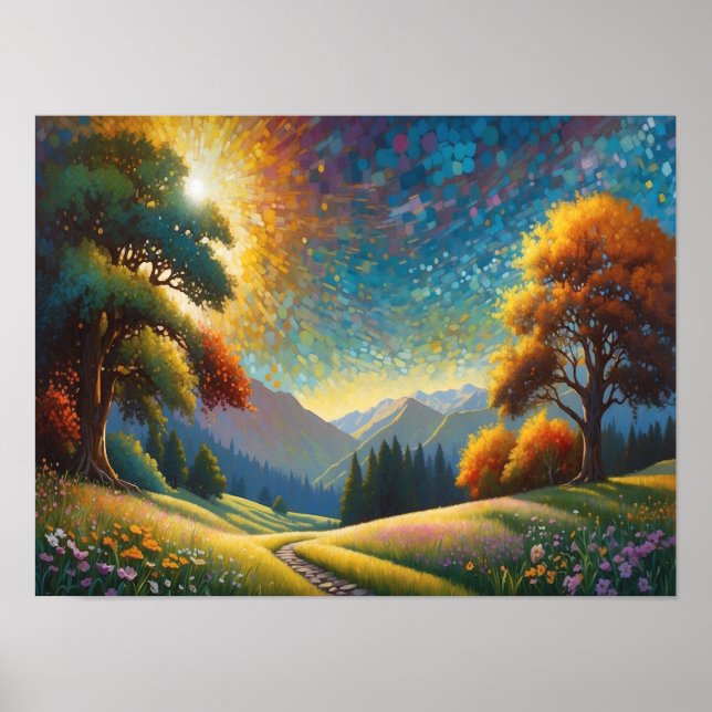 Colorful Meadow Flowers Art Poster (Framsidan)