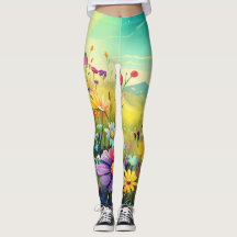 Colorful meadow Yoga Leggins
