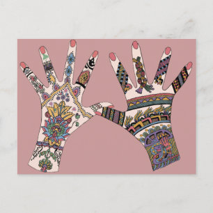 Colorful Mehndi hand Vykort