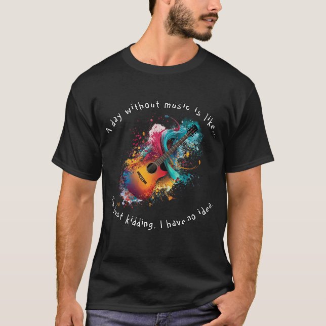 Colorful Melody Acoustic Guitar T Shirt (Framsida)