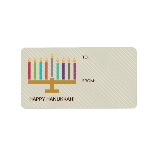 Colorful Menorah Hanukkah Gift Adressetikett (Framsidan)