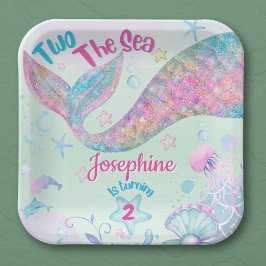 Colorful Mermaid second birthday square