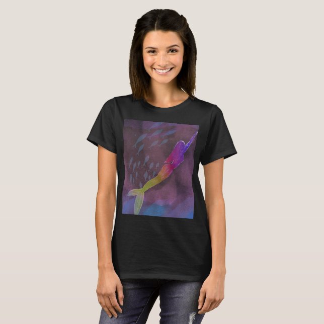 Colorful Mermaid Stunning Design  T Shirt (Hel framsida)