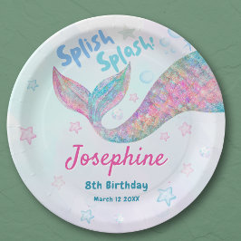 Colorful Mermaid watercolor birthday