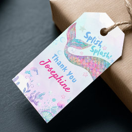 Colorful mermaid whimsical birthday custom presentetikett