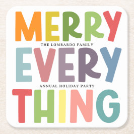 Colorful Merry Everything Inclusive Holiday Party Underlägg Papper Kvadrat