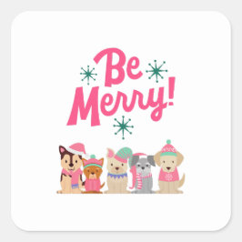Colorful Merry och Bright jul 2023-familjen Fyrkantigt Klistermärke