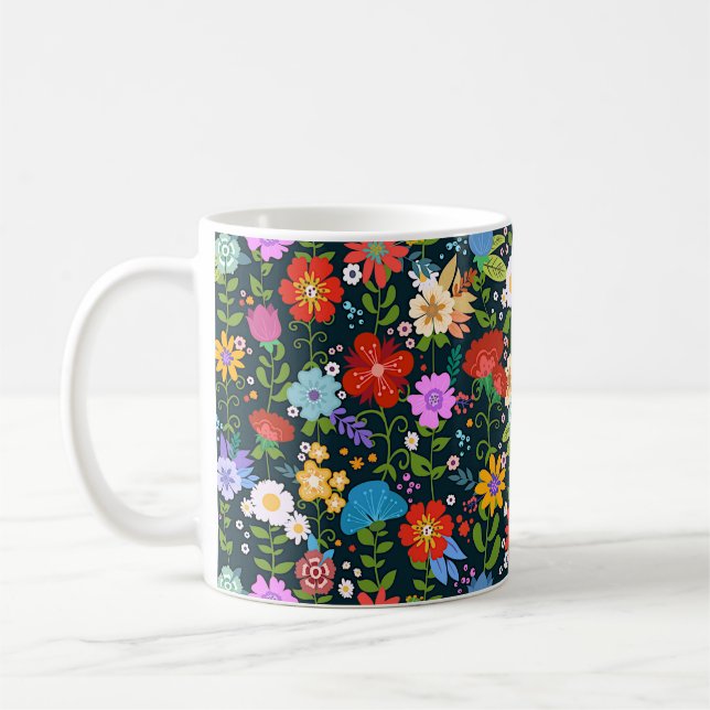 Colorful Mexican Blommigt Folk Art Kaffemugg (Vänster)