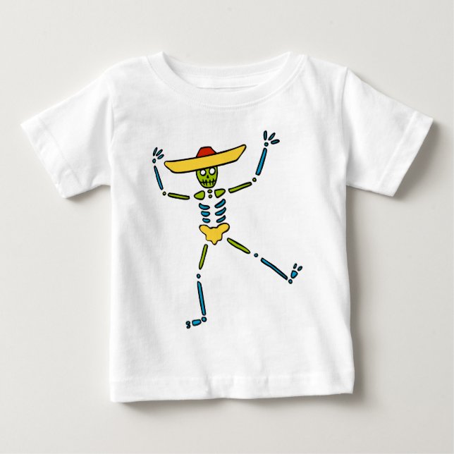 Colorful Mexican Dancing Skeleton Tee (Framsida)