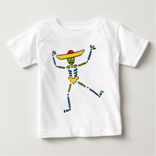 Colorful Mexican Dancing Skeleton Tee Shirt