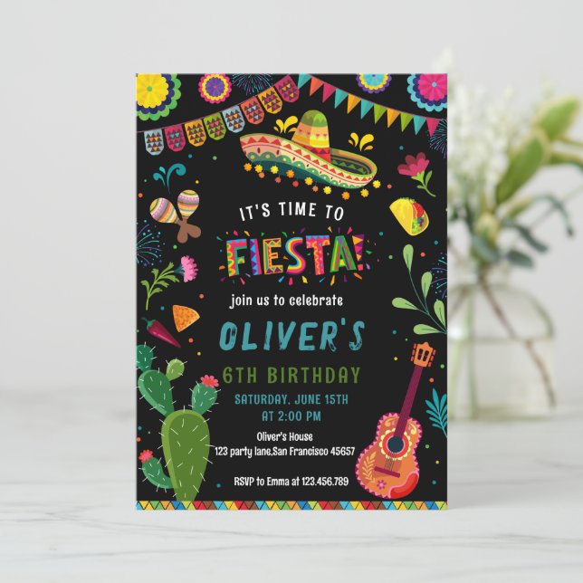 Colorful Mexican Fiesta Birthday Inbjudningar (Stående Fram)