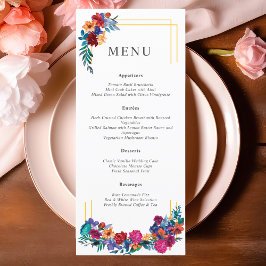 Colorful Mexican Fiesta Blommigt Bröllop Menu Meny