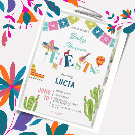 Colorful Mexican Fiesta Cactus Baby Shower Inbjudningar