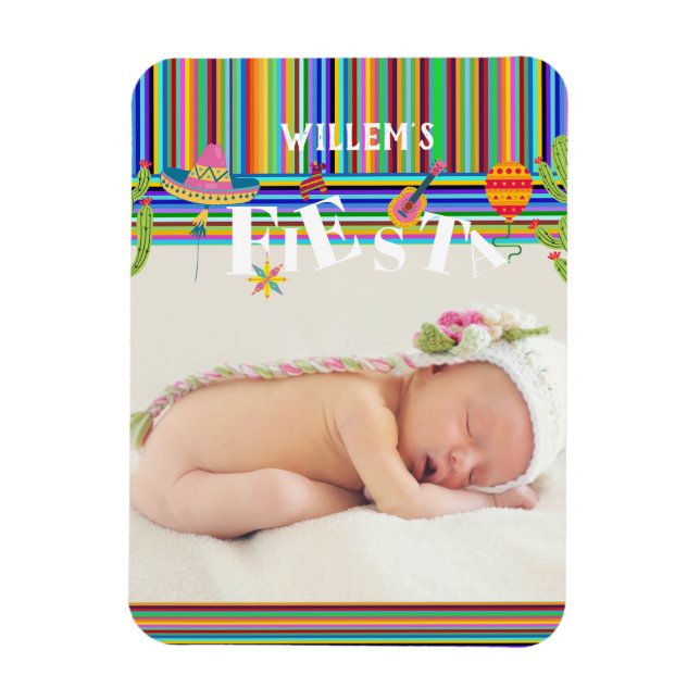 Colorful Mexican Fiesta Cactus Baby Shower Magnet (Vertikal)