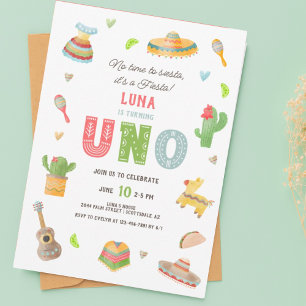 Colorful Mexican Fiesta First Birthday Inbjudningar