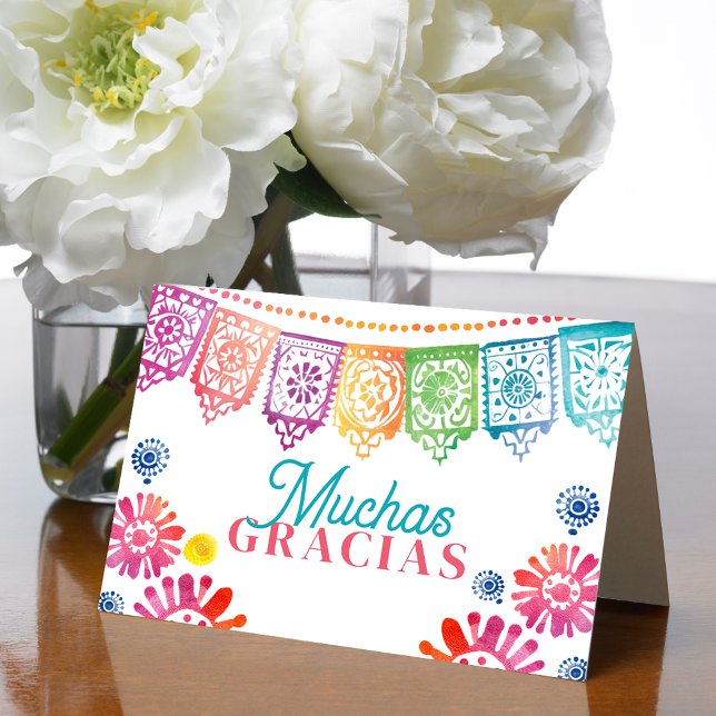 Colorful Mexican Fiesta Muchas Gracias Tack Kort (Colorful Mexican Fiesta Muchas Gracias Thank You Card)