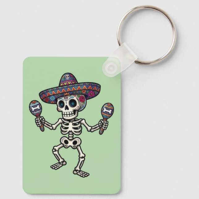 Colorful Mexican Skeleton Nyckelring (Baksida)