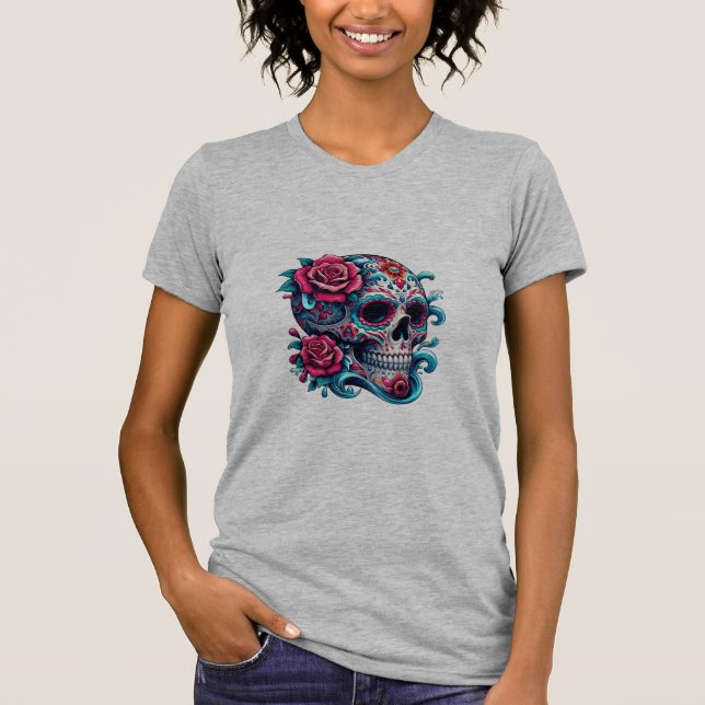 "'Colorful Mexican Skull TattoArt'" T Shirt (Framsida)