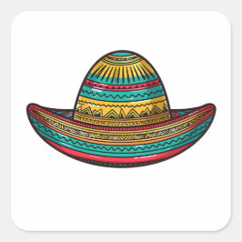 Colorful Mexican Sombrero Cinco De Mayo Fyrkantigt Klistermärke