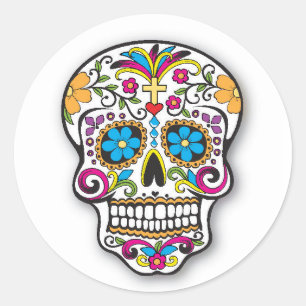 Colorful Mexican Sugar Skull Day of the dead Runt Klistermärke