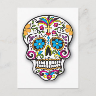 Colorful Mexican Sugar Skull Day of the dead Vykort