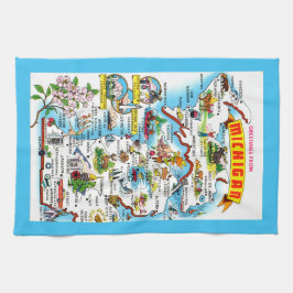 Colorful Michigan Map Kökshandduk