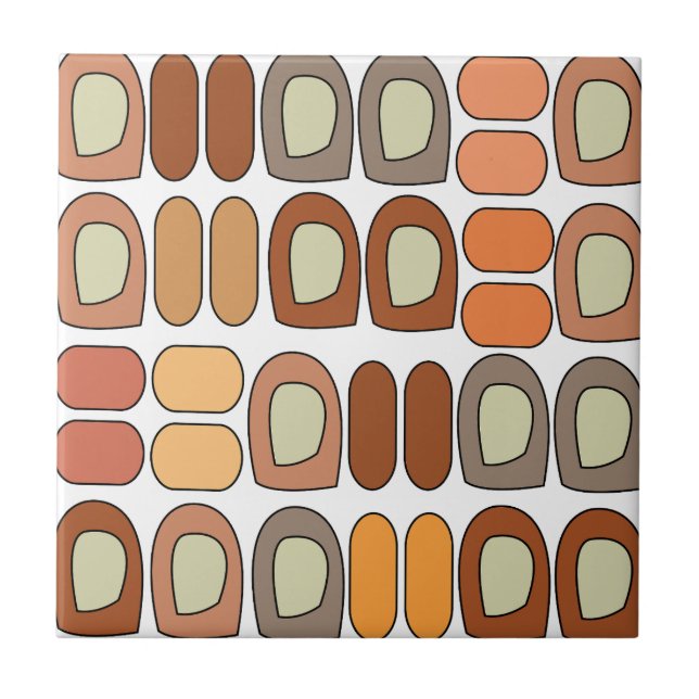 Colorful Mid Century Modern Geometric Kakelplatta (Framsidan)