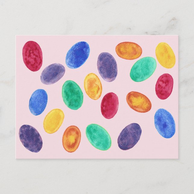 Colorful Mini-Påskägg, Jelly Beans Postcard Helg Vykort (Framsida)