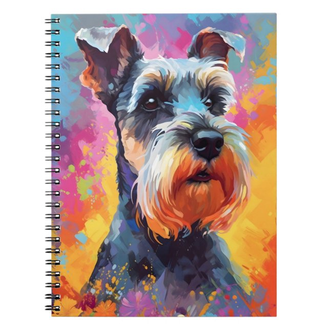 Colorful Miniature Schnauzer Anteckningsbok (Framsidan)