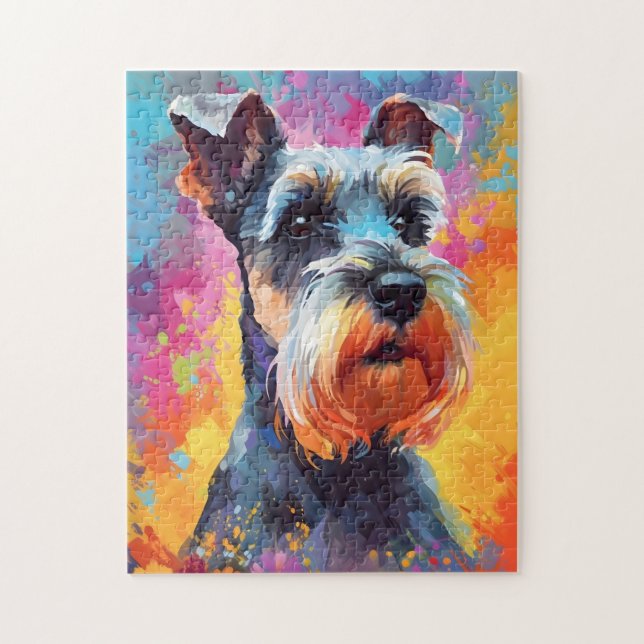 Colorful Miniature Schnauzer Pussel (Vertikal)