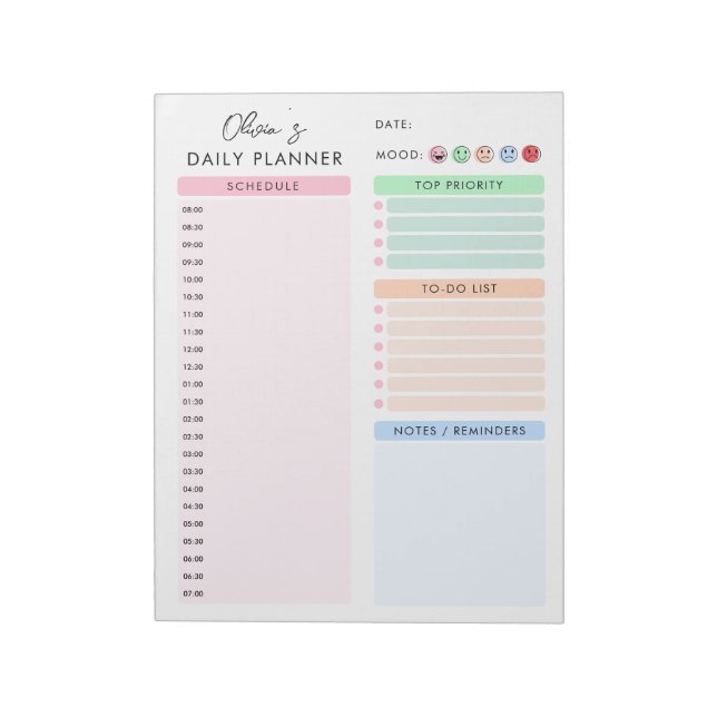 Colorful Minimalist Custom Daily Planner Anteckningsblock (Roterad)