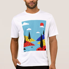 Colorful minimalist landscape t shirt