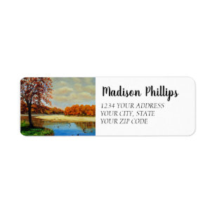 Colorful Missouri River Park Island Artwork Returadress Etikett