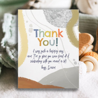 Colorful Modern Birthday Boy Thank You Card Tack Kort